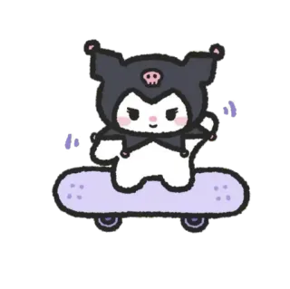 🛹 Kuromi Куроми, Sanrio, скейтбординг, милый, мультфильм, аниме telegram sticker