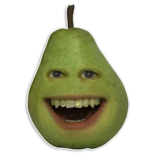 😗 Pear Annoying Orange frutta, pera, fastidioso, arancia, cartone animato, divertente telegram sticker