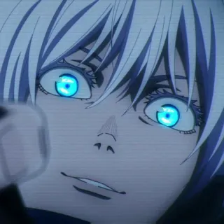 ⚜ Satoru Gojo Jujutsu Kaisen Anime, Gojo, Satoru Gojo, Jujutsu Kaisen, Charakter, weißes Haar, blaue Augen telegram sticker