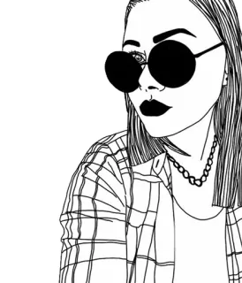 😎 woman, sunglasses, fashion, drawing, style, portrait whatsapp sticker
