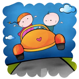 🚘 Kartun, Mobil, Anak-anak, Jalan, Awan, Mengemudi, Ceria telegram sticker