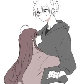 🌟 Animé, Couple, Câlin, Romance, Mignon, Illustration telegram sticker