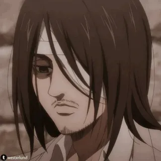 🖤 Eren Yeager Attack on Titan アニメ, 進撃の巨人, エレン・イェーガー, アニメキャラクター telegram sticker