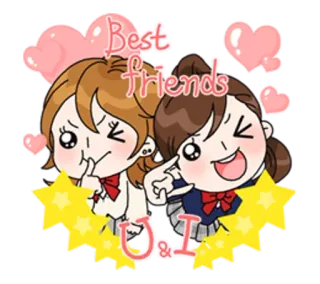 💞 Best friends
U & I дружба, мультфильм, милый, каваий, лучшие друзья whatsapp sticker
