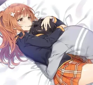 ❤️ anime, couple, hug, bed, romance telegram sticker