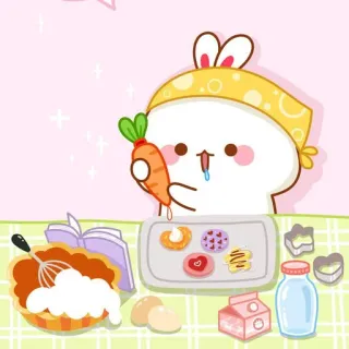 🍼 conejo, hornear, zanahoria, galletas, lindo telegram sticker