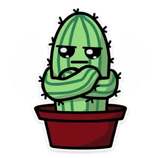 😠 kaktus, roślina, słodki, poważny, doniczka, śmieszny, emoji telegram sticker