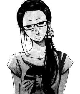 🙁 ผู้หญิง, แว่นตา, มังงะ, อนิเมะ whatsapp sticker