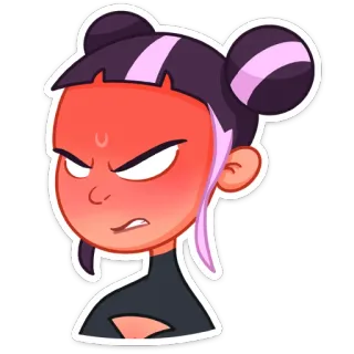 😡 enojada, dibujos animados, niña, molesta, enfadada, haciendo pucheros telegram sticker
