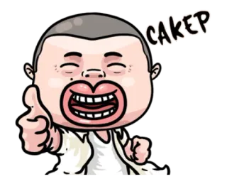 👍 CAKEP Dibujo animado, Hombre, Pulgar arriba, Cakep, Indonesio whatsapp sticker