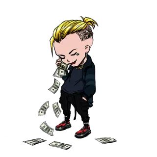 📞 dinheiro, grana, dólares, riqueza, desenho animado, finanças whatsapp sticker