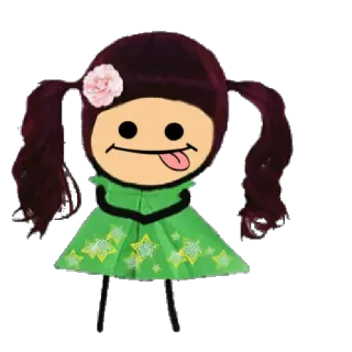 😜 卡通, 火柴人, 女孩, 花, 裙子 whatsapp sticker