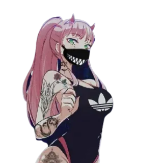 😋 Zero Two Darling in the Franxx Anime, Zero Two, Darling in the Franxx, Personaggio, Ragazza, Fanart telegram sticker