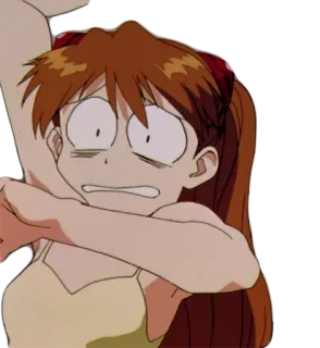 😀 Asuka Langley Soryu Neon Genesis Evangelion anime, scared, shocked, Asuka, Evangelion telegram sticker