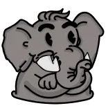 😕 éléphant, dessin animé, animal, gris, mignon telegram sticker