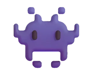 👾 Alienígena, Espaço, Monstro, Roxo, Pixelizado, Retro, Space Invader, Jogo telegram sticker