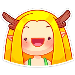 🥳 lindo, elfo, fantasía, chica, dibujos animados, pegatina, astas, kawaii telegram sticker