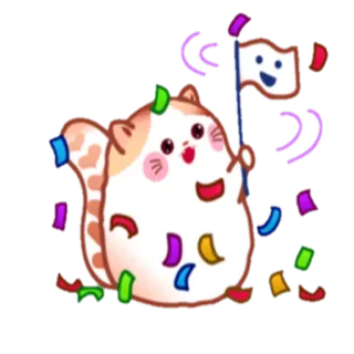 🎊 gato, adesivo, fofo, confete, festa, celebração, animal telegram sticker