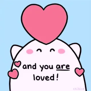 🍓 and you are loved! love, cute, heart, positive, sweet, cartoon telegram sticker