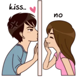 😝 NO Dessin animé, Amour, Couple, Relation, Baiser, Mignon telegram sticker