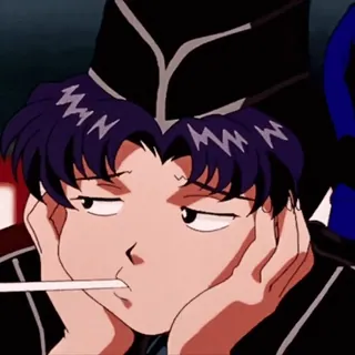 🌸 Anime, Uniforme, Fumeur, Ennuyé, Sérieux whatsapp sticker