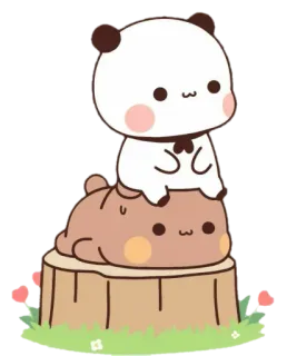 🍼 Panda, Niedźwiedź, Słodki, Kreskówka, Kawaii, Zwierzęta, Stos telegram sticker