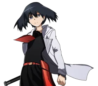 💀 Anime, Personage, Glimlach, Witte jas, Rode sjerp telegram sticker