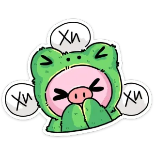 🫢 Хп frog, cute, sticker, cartoon, animal, green telegram sticker