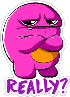 😒 REALLY? sticker, viola, carino, espressione, divertente, cartone animato telegram sticker