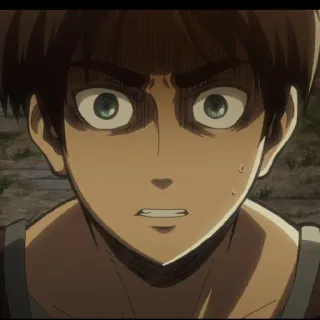 🗡 Eren Yeager Attack on Titan Anime, Ataque dos Titãs, Eren Yeager, bravo, determinação, personagem de anime whatsapp sticker