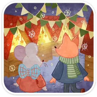 ❄️ mysz, lis, zima, śnieg, rynek, zwierzę, przyjaźń telegram sticker
