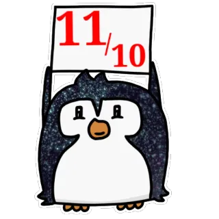 ⏸ 11/10 pingüino, lindo, valoración, animal, pegatina telegram sticker