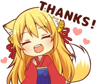 😄 THANKS! Anime, Grazie, Carino, Ragazza volpe, Cuore telegram sticker
