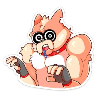 😵‍💫 chien, dessin animé, animal, musclé, yeux fous, langue, salive telegram sticker