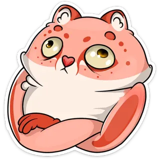 😕 animal, cartoon, sticker, funny, cute, pink telegram sticker