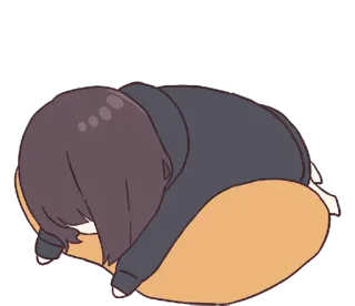 😔 动漫, 女孩, 狗, 伤心, 可爱, 睡觉 telegram sticker