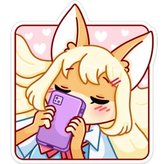☺️ アニメ, カートゥーン, 狐娘, かわいい, ステッカー, 女性, 獣耳 whatsapp sticker
