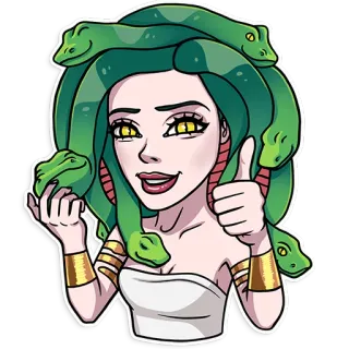 👍 Medusa Mythologie, Schlange, Frau, Medusa, Monster, Antikes Griechenland telegram sticker