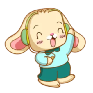 🎧 coelho, coelho, fones de ouvido, desenho animado, fofo, alegre, animal telegram sticker