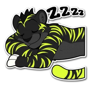 😴 ZZZzz durmiendo, tigre, dibujos animados, animal, gato, lindo, amarillo telegram sticker