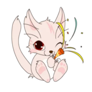 🎉 gato, lindo, dibujos animados, fiesta, celebración, animal whatsapp sticker