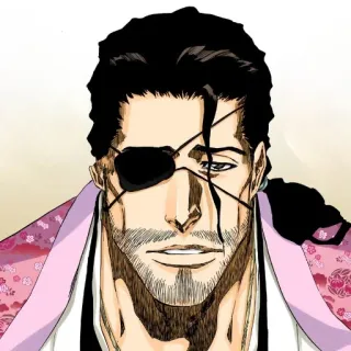 ⚔ Shunsui Kyoraku Bleach Anime, Kapitan, Opaska na oko, Kimono, Shinigami telegram sticker