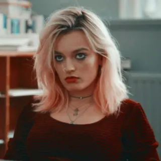 ✨ Maeve Wiley Sex Education 메이브 와일리, Sex Education, 핑크 머리, 인물 사진, TV 프로그램 telegram sticker