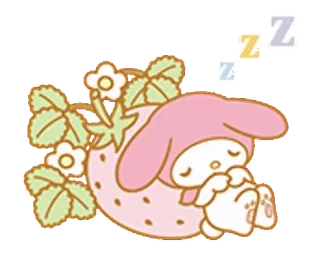 💖 My Melody My Melody, Sanrio, sleeping, strawberry, cute, kawaii, sticker telegram sticker