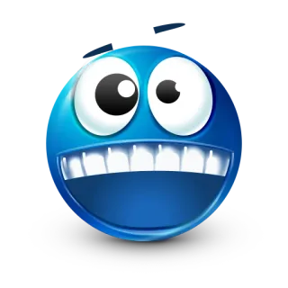 🤪 Emoji, Feliz, Azul, Dibujo animado, Sonrisa, Cara whatsapp sticker