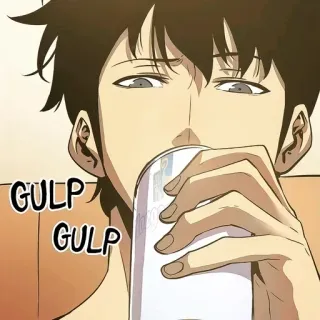 💠 GULP GULP pria, minum, teguk, kartun, minuman, seni whatsapp sticker