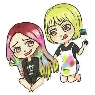 🎨 Чиби, Милый, Каваий, Мультфильм, Девочки, Рисунок telegram sticker