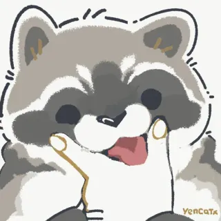 👅 raccoon, animal, cute, funny, hand, cartoon telegram sticker