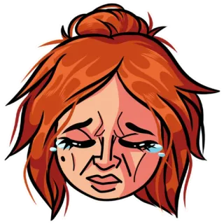 😢 울음, 슬픔, 여자, 얼굴, 불안, 감정 telegram sticker