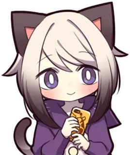 📱 fille chat, anime, manga, kawaii, mignon, dessin animé whatsapp sticker